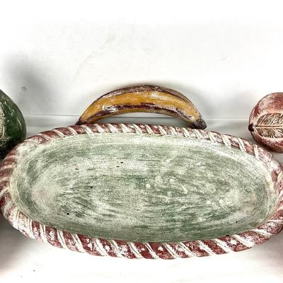 901 Terracotta Decorative Fruit Bowl Centerpiece MCM Folk Art