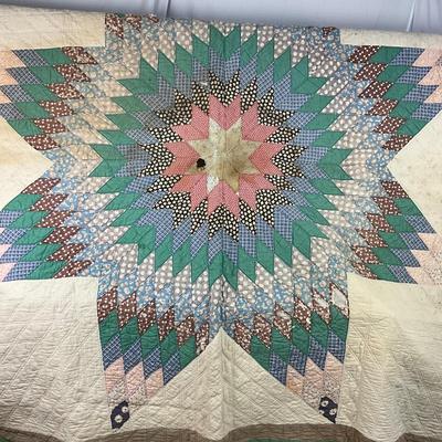 908 Antique Handmade Single Star Medallion Quilt