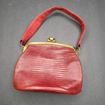 Vintage Red Croc Leather Handbag