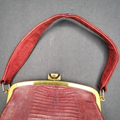 Vintage Red Croc Leather Handbag