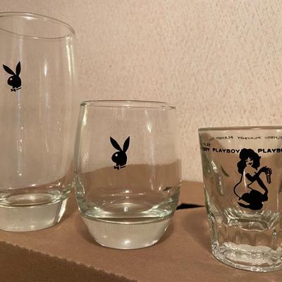 Vintage Playboy Cocktail Glasses Set, With Stirrers