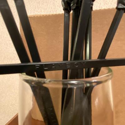 Vintage Playboy Cocktail Glasses Set, With Stirrers
