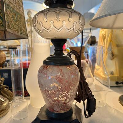 1471 Vintage Glass Lamp lot with Brass Lamp