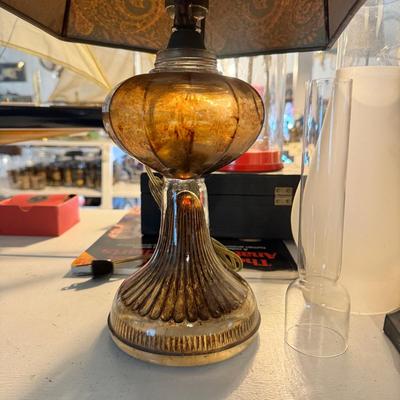 1471 Vintage Glass Lamp lot with Brass Lamp