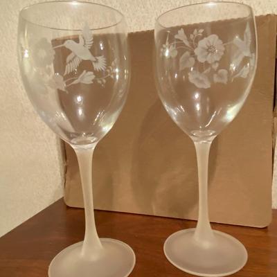 Avon Hummingbird Crystal Goblets (Pair)