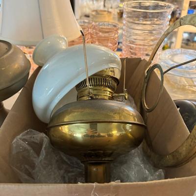 1473 Lot of Various Brass Hanging Oil Lamps