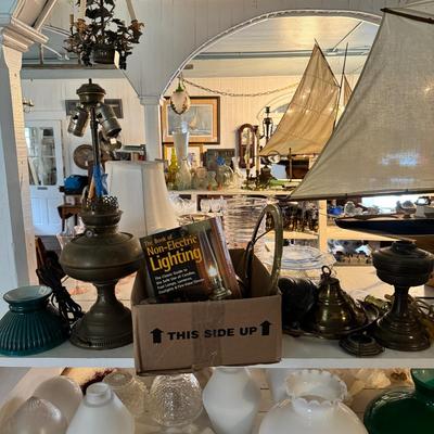1473 Lot of Various Brass Hanging Oil Lamps