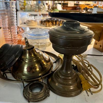 1473 Lot of Various Brass Hanging Oil Lamps