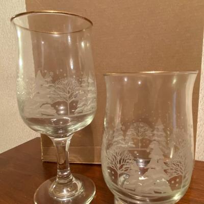 Etched Cocktail Glasses Set Lot