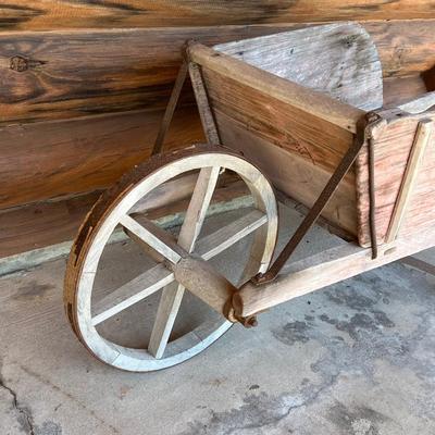 Antique Wood Wheelbarrow
