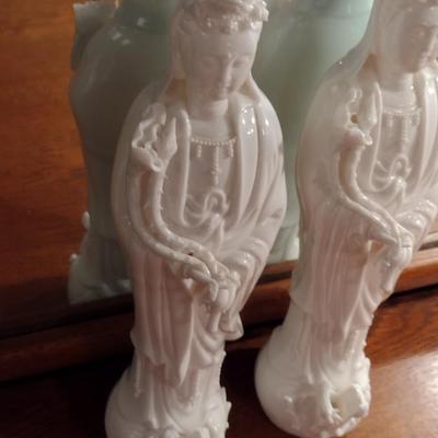 Pair of Blanc de Chine Goddess Figurines