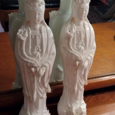 Pair of Blanc de Chine Goddess Figurines