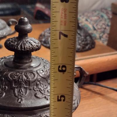 Cast Metal Small, Decorative Pedestal Bowl with Lid