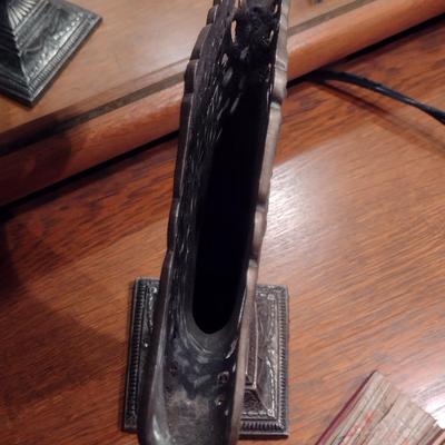 Reticulated Metal Fan Vase with Paper Folding Fans