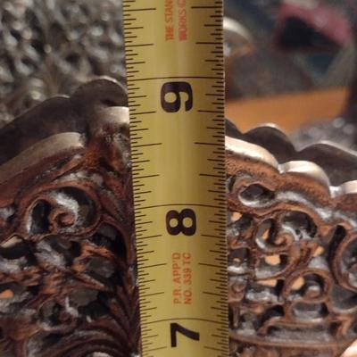 Reticulated Metal Fan Vase with Paper Folding Fans