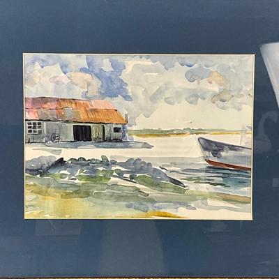 918 Old Barn & Boat Watercolor Painting by Nancy Jo Schuttler