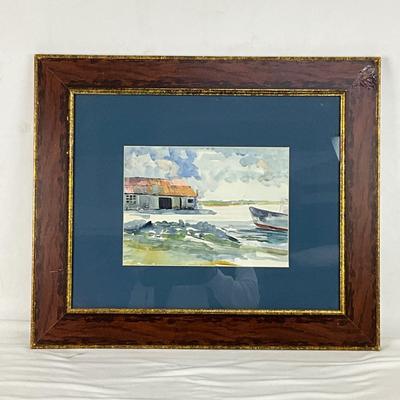 918 Old Barn & Boat Watercolor Painting by Nancy Jo Schuttler