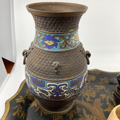 1445 Lot of Asian Decor , Soapstone, Cloisonne