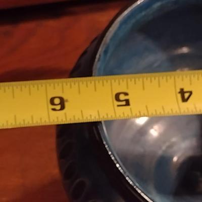 Italian MCM Style Painted Ceramic Pedestal Bowl