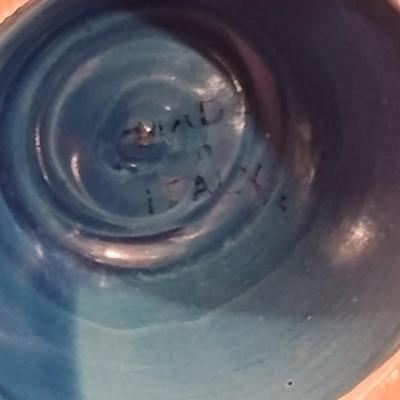 Italian MCM Style Painted Ceramic Pedestal Bowl