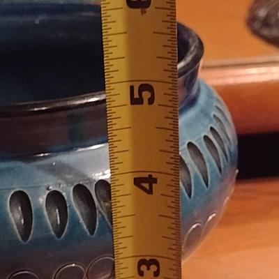 Italian MCM Style Painted Ceramic Pedestal Bowl