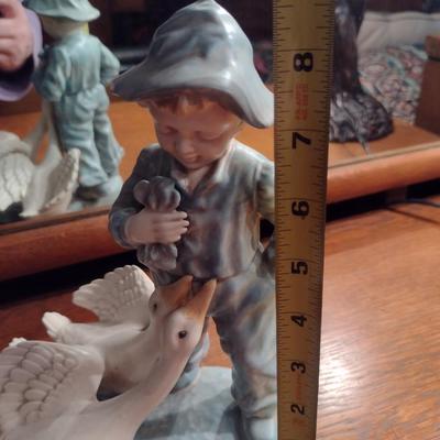 Vintage Boy with Geese Porcelain Figurine