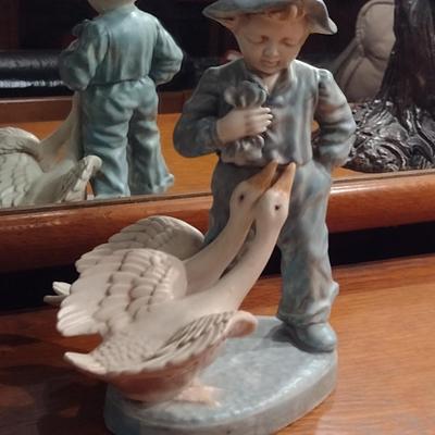 Vintage Boy with Geese Porcelain Figurine
