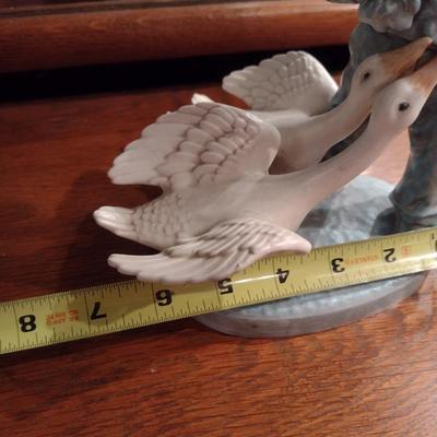 Vintage Boy with Geese Porcelain Figurine