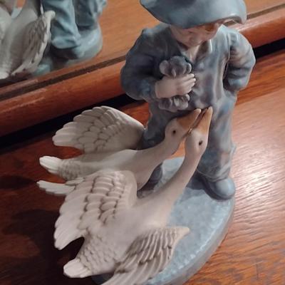 Vintage Boy with Geese Porcelain Figurine