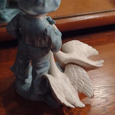 Vintage Boy with Geese Porcelain Figurine