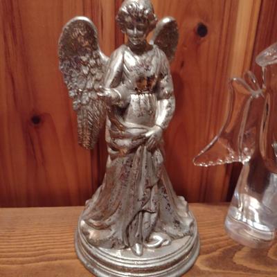 Collection of Angel Figurines- Stained Glass, Molded Glass and Department 56.