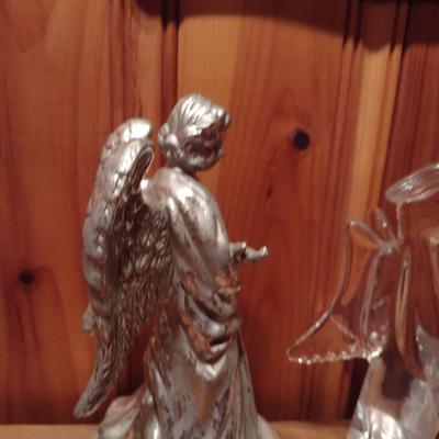 Collection of Angel Figurines- Stained Glass, Molded Glass and Department 56.