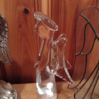 Collection of Angel Figurines- Stained Glass, Molded Glass and Department 56.