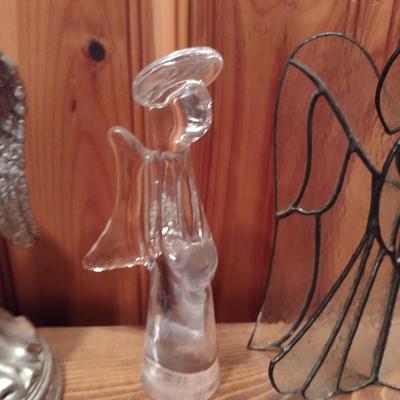 Collection of Angel Figurines- Stained Glass, Molded Glass and Department 56.