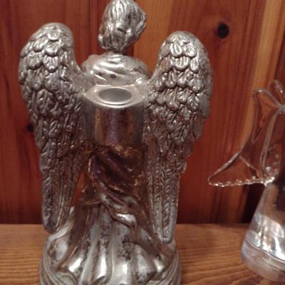 Collection of Angel Figurines- Stained Glass, Molded Glass and Department 56.