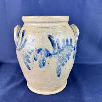 884 Antique Salt Glaze Double Handled Crock