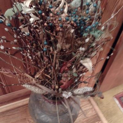 Ceramic Floor Vase with Natural Dried Flower Arrangement