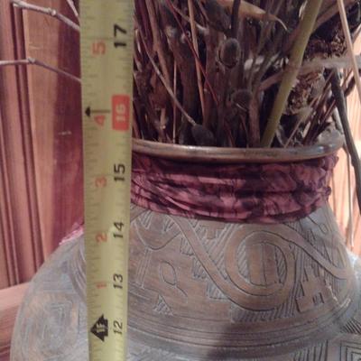 Ceramic Floor Vase with Natural Dried Flower Arrangement