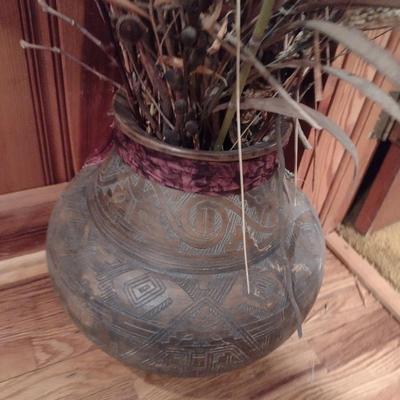 Ceramic Floor Vase with Natural Dried Flower Arrangement