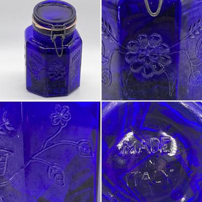 Lot Of Eight (8) ~ Assorted Vtg. Cobalt Blue Canisters