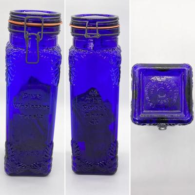 Lot Of Eight (8) ~ Assorted Vtg. Cobalt Blue Canisters