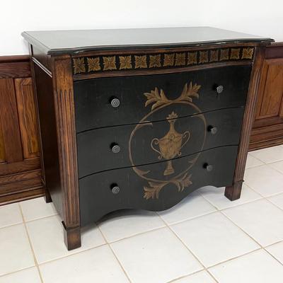 Antiqued Crackled Painted Marble Top Dresser / Chest