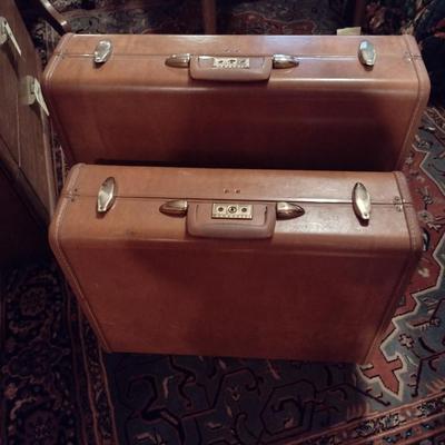 Pair of Vintage Samsonite Streamlite Faux Leather Hard Shell Suitcases