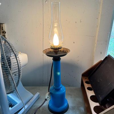W1491 Vintage Blue Cobalt Glass Lamp