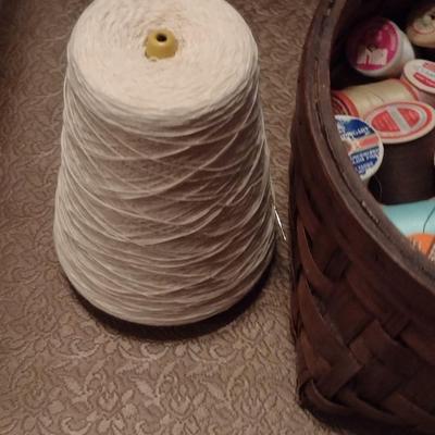 Vintage Faux Wood Plastic Sewing Box with Tray Including Supplies and Accessories