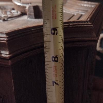 Vintage Faux Wood Plastic Sewing Box with Tray Including Supplies and Accessories