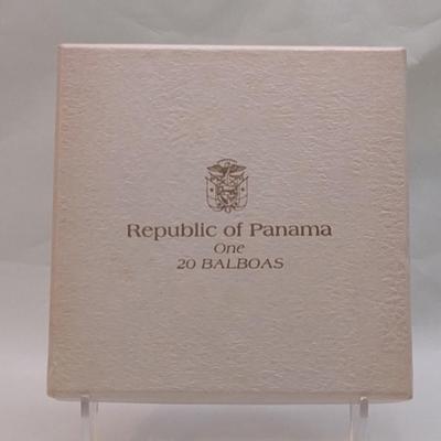 1974 Panama 20 Balboas 2000 Grain Sterling Silver .925 Proof Coin Franklin Mint with C.O.A. (#38)