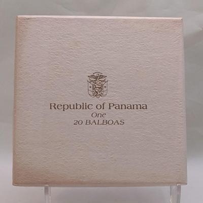 1974 Panama 20 Balboas 2000 Grain Sterling Silver .925 Proof Coin Franklin Mint with C.O.A. (#39)