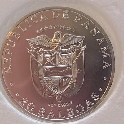 1972 Panama 20 Balboas 2000 Grain Sterling Silver .925 Proof Coin Franklin Mint (#40)