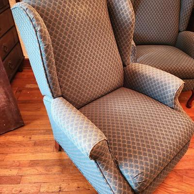 Lot #139 Lane Recliner - upholstered, Queen Anne style Wingback.